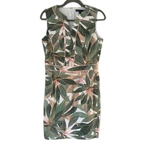 Brooks Brothers Tropical Leaf Print Sleeveless Office Cotton Sheath Dress Size 6